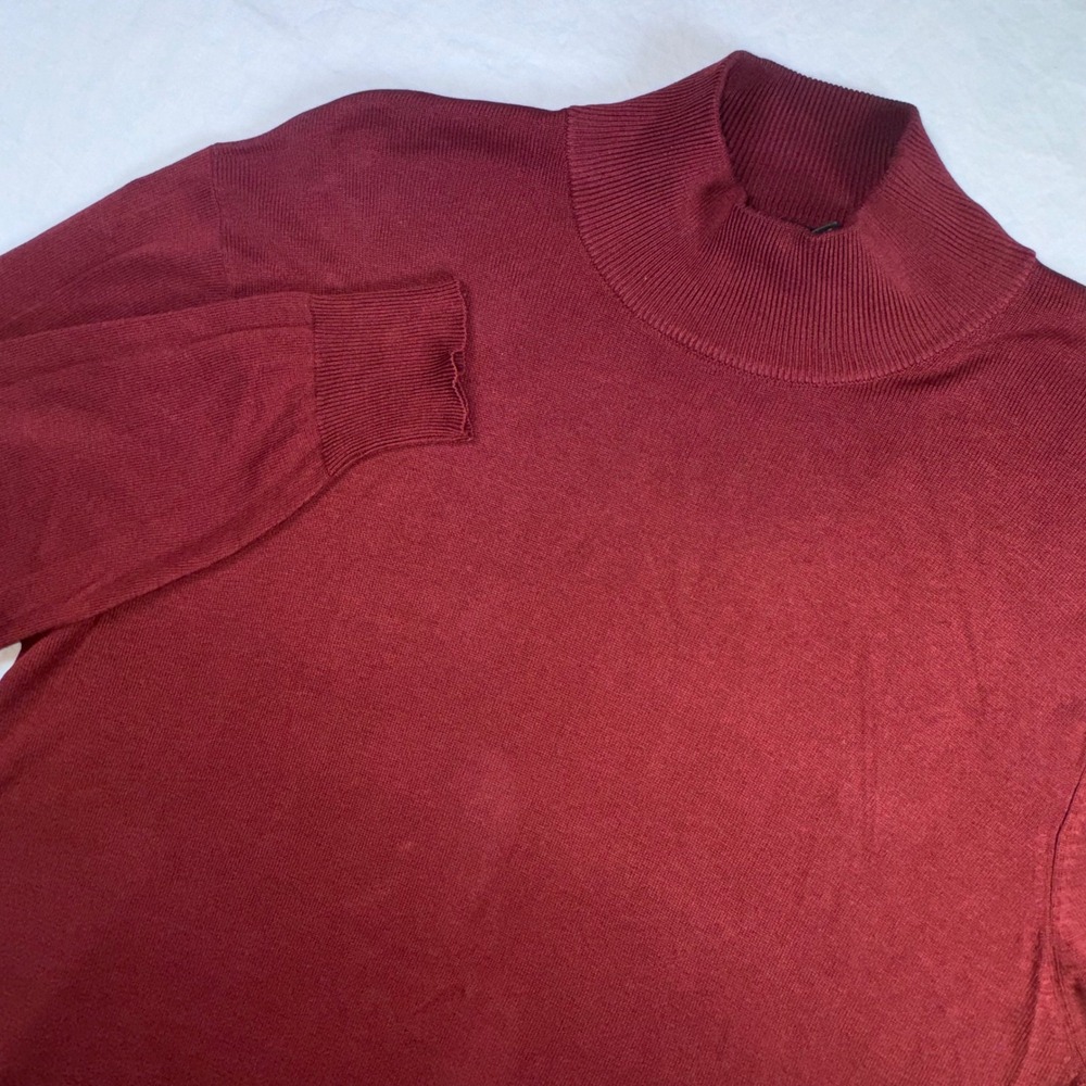 Jos. A. Bank Mock Neck Sweater Mens Medium Burgundy 100% Silk Signature